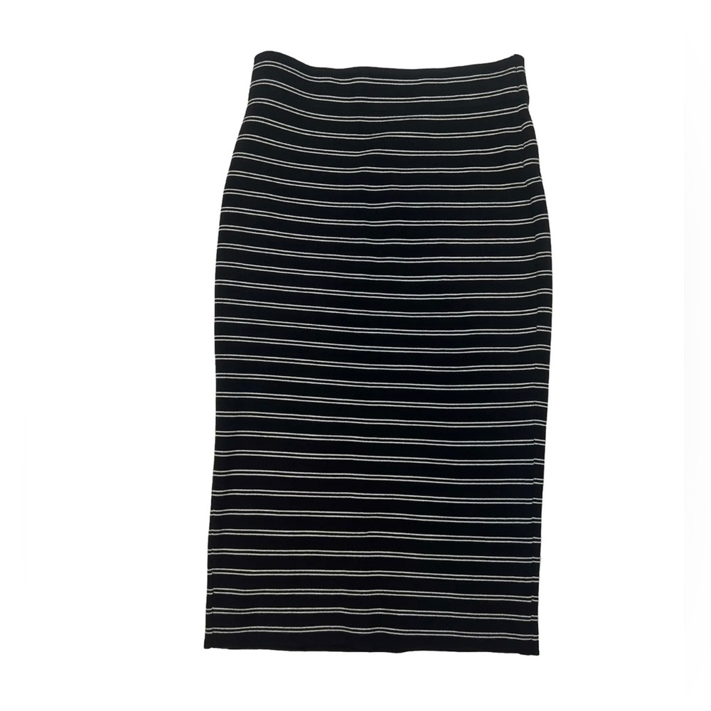 White House Black Market Knit Black White Striped Pencil Skirt Size XS WHBM NEW